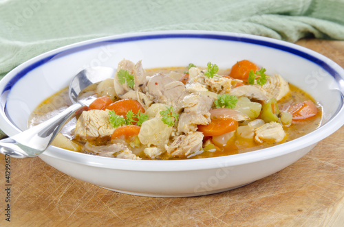 vegetable soup with chicken meat