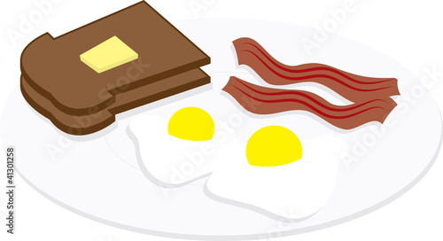 Eggs, bacon and toast on a plate