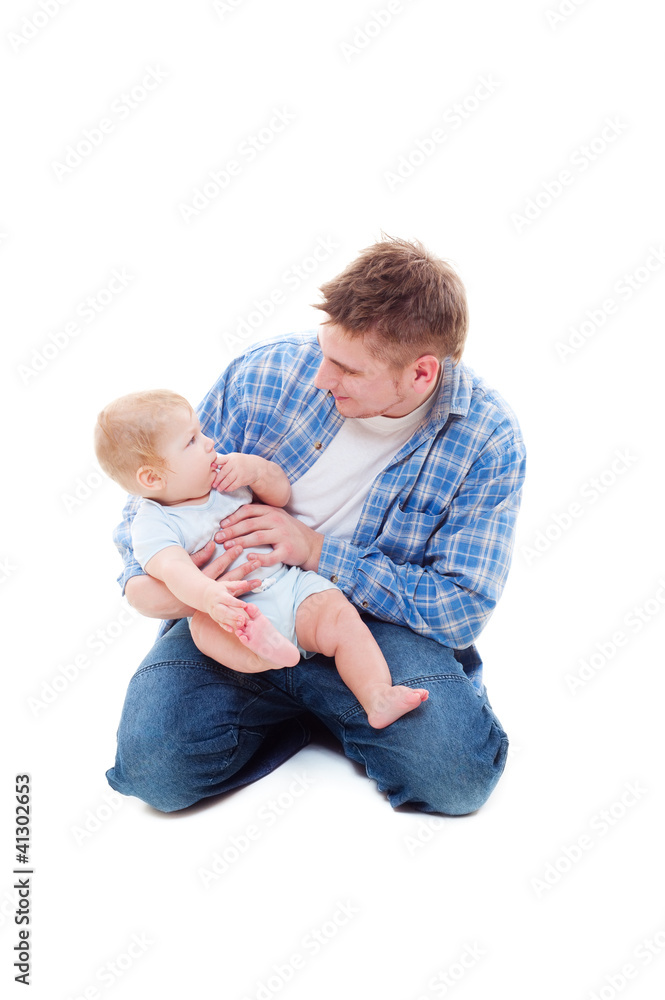 studio shot of son and father together studio shot of son and father together