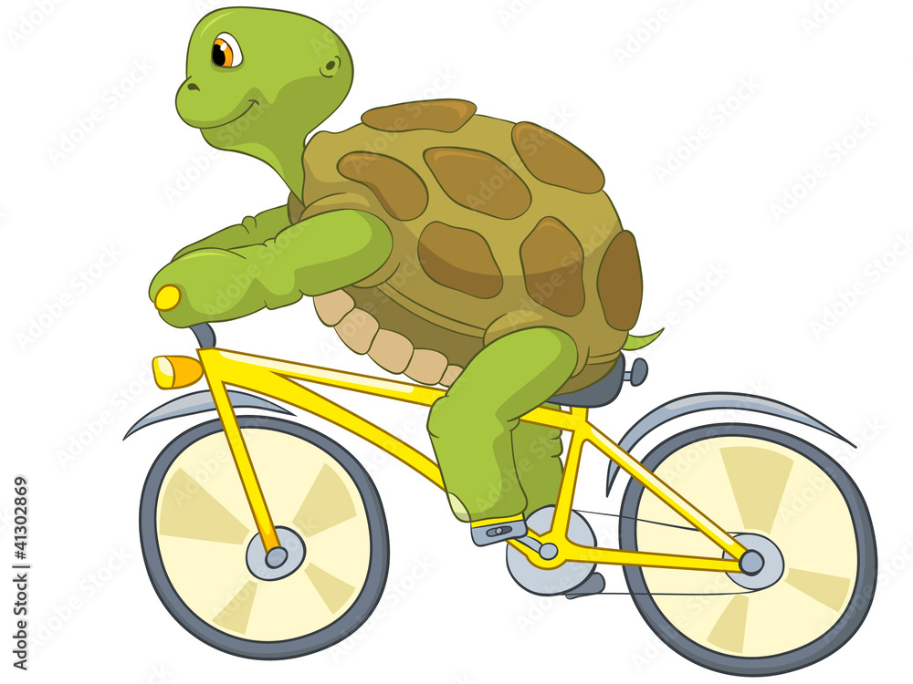 Fototapeta premium Funny Turtle. Biker.