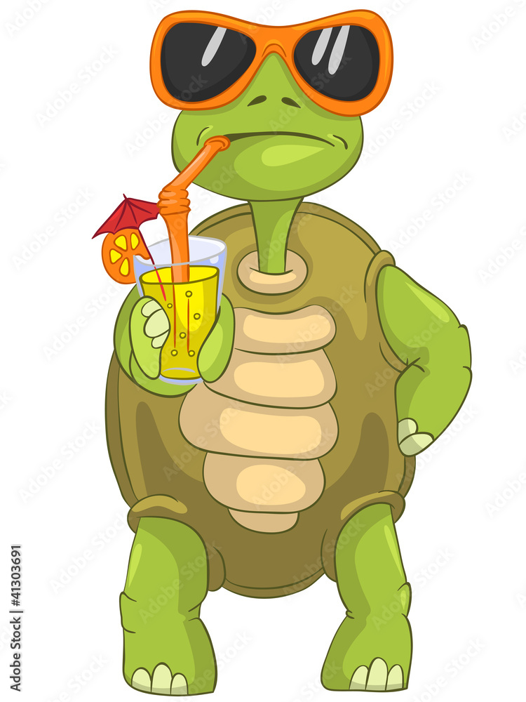 Fototapeta premium Zabawny koktajl do picia żółwia.
