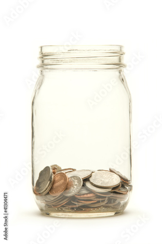 American coins in a jar