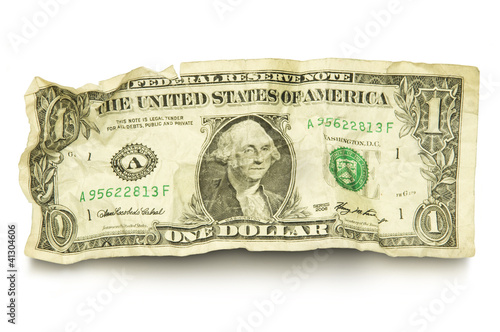 Single crumpled dollar bill