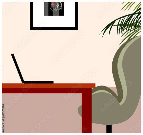 Laptop on living room table