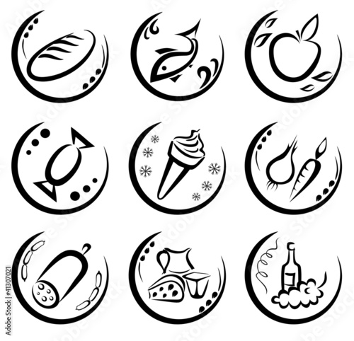 market food icons set