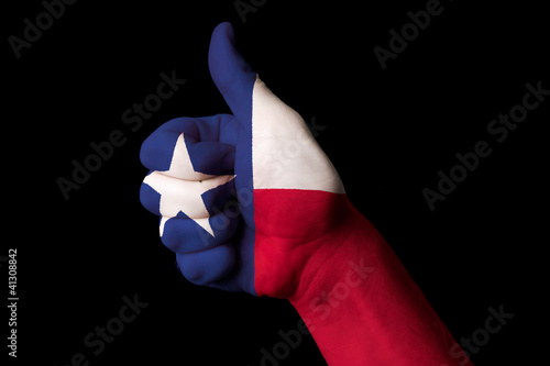 texas us state flag thumb up gesture for excellence and achievem photo