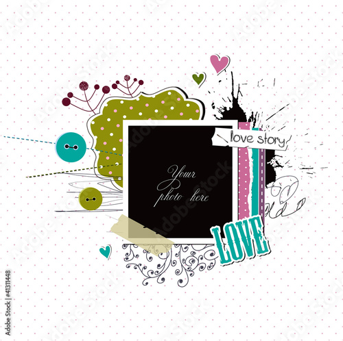 Romantic scrap template, love card