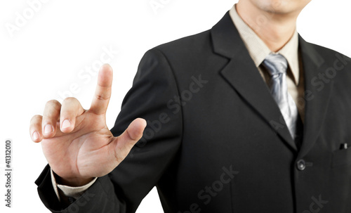 businessman hand pushing