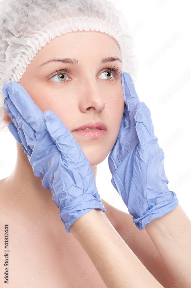 Medical face examination of beautiful woman Medical face examination of beautiful woman