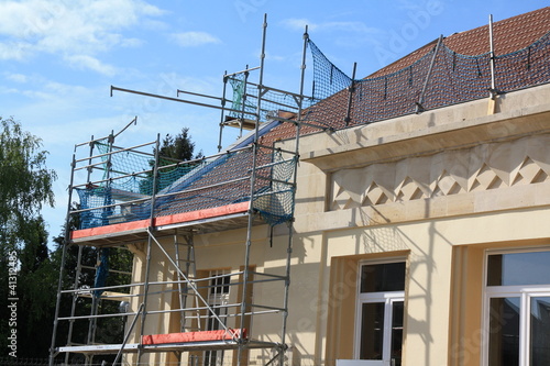 Chantier façade lotissement toiture maisons, hlm, ouvriers 2013