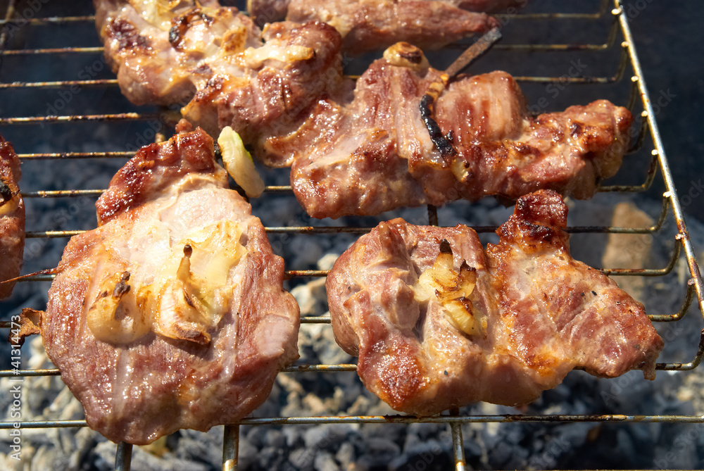 Roasted meat on the barbecue Roasted meat on the barbecue