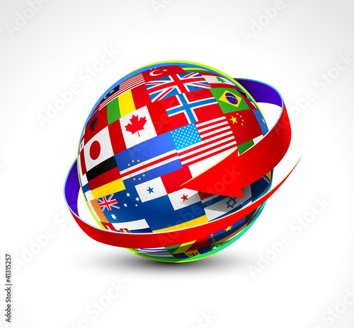 World flags sphere. Vector illustration