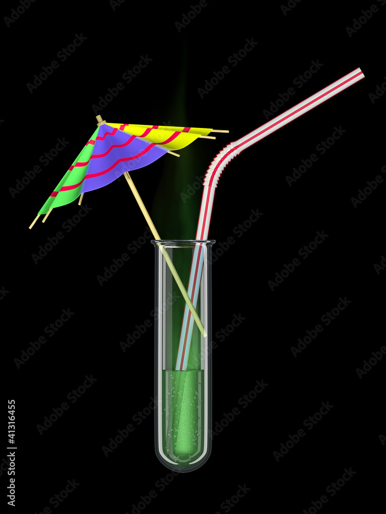 test tube with drinking straw and umbrella test tube with drinking straw and umbrella