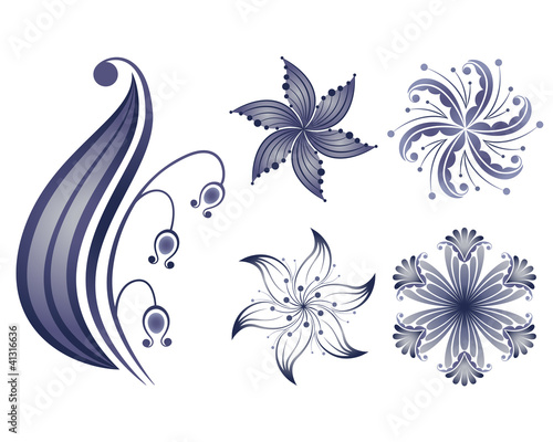 Fototapeta Naklejka Na Ścianę i Meble -  Set of color navy flowers