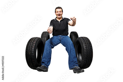 Happy driver with new tires