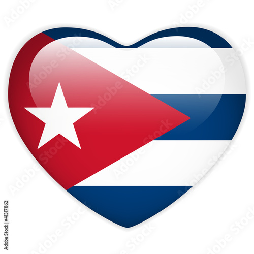 Free Download Cuba Flag Heart Glossy Button - GFXLoad