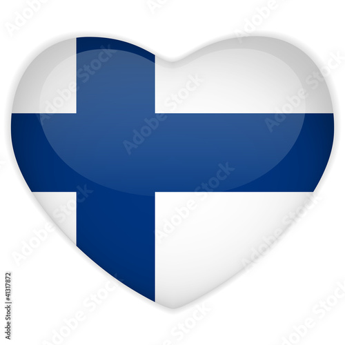Finland Flag Heart Glossy Button Fototapet