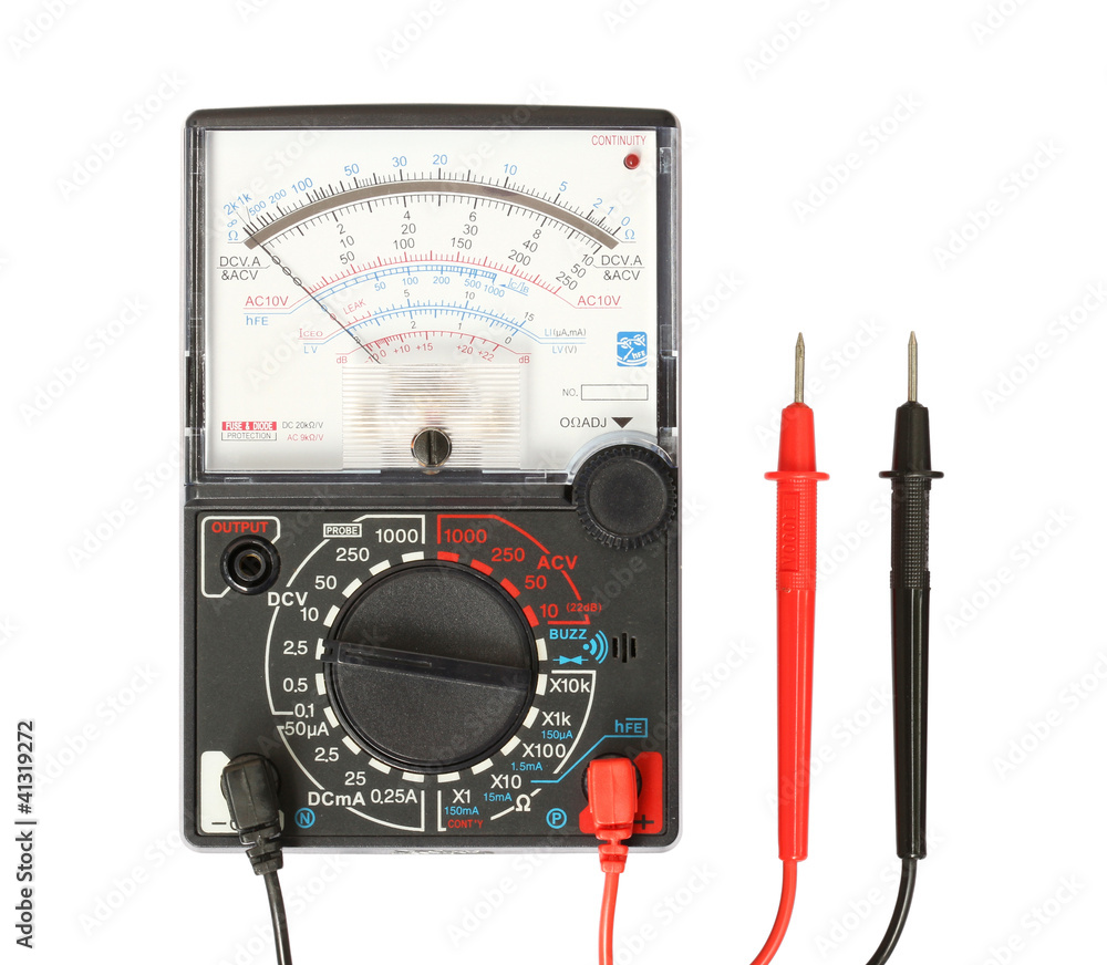 Multimeter with probe isolated on white background Multimeter with probe isolated on white background