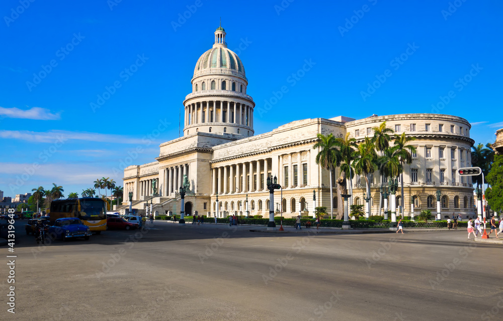 Traffic near the Capitol building in Havana