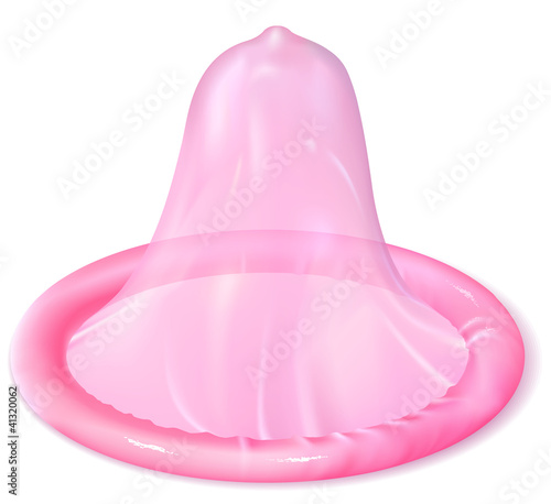 Condom. Pink. Isolated.