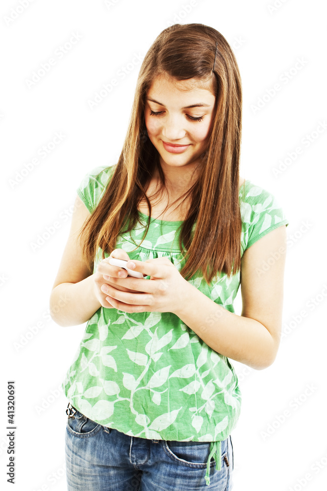 Picture of happy teenage girl with cell phone Picture of happy teenage girl with cell phone