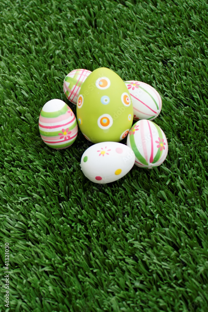 Easter eggs on grass Easter eggs on grass