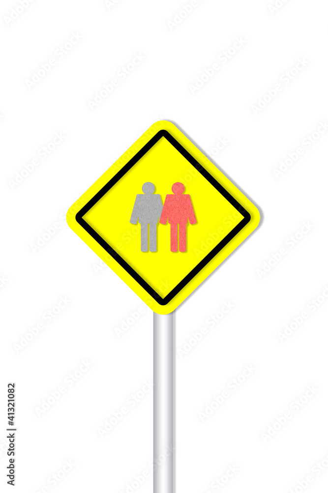 Two people together road sign