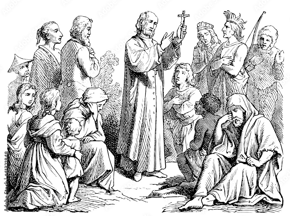 Depicted preaching missionary
