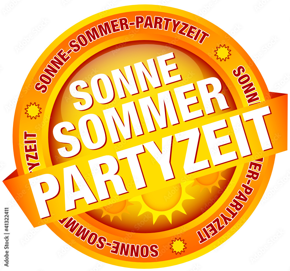 Button Banner "SonneSommerPartyzeit" orange