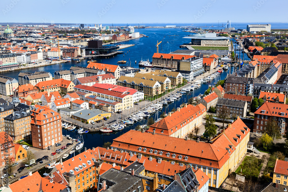 Aerial View on Roofs and Canals of Copenhagen, Denmark