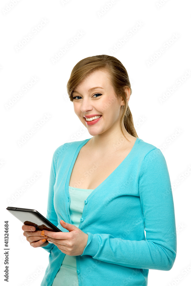 Young woman holding digital tablet Young woman holding digital tablet