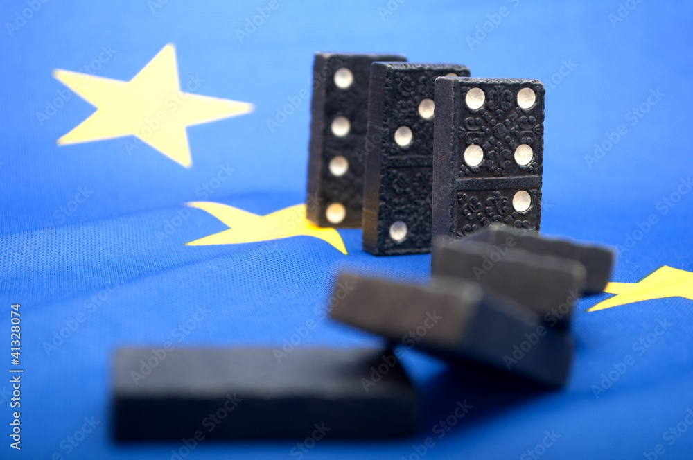 Fototapeta premium Domino Effect - Financial Crisis in Europe