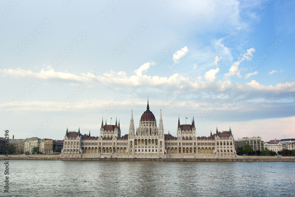 budapest parliament with blue sky