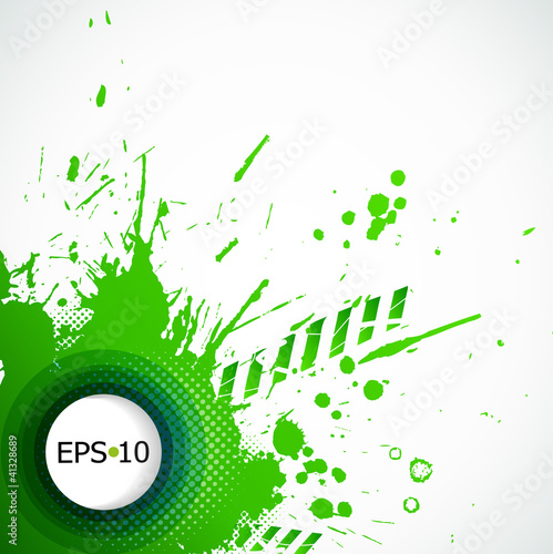 Abstract green background with splashes