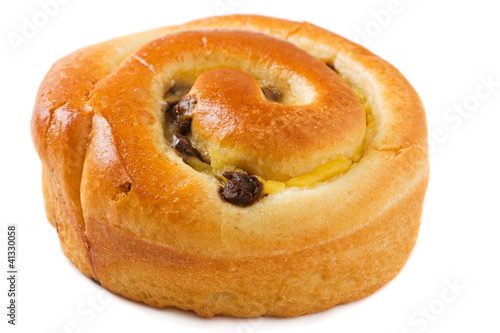 Chocolate chip brioche bun over white