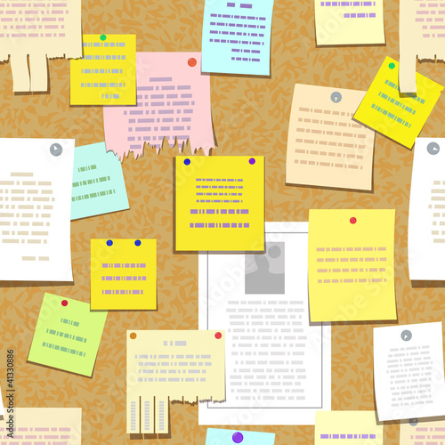 seamless cork bulletin board with notes, advertise