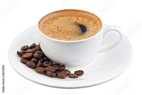 Cup of black coffee isolated on white