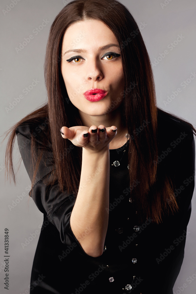 Beautiful sexy girl with amazing red lips Beautiful sexy girl with amazing red lips
