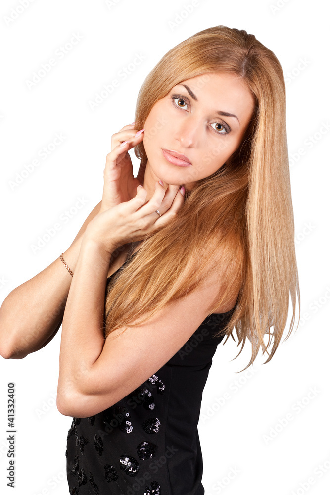 Sweet brunette in stylish black dress Sweet brunette in stylish black dress