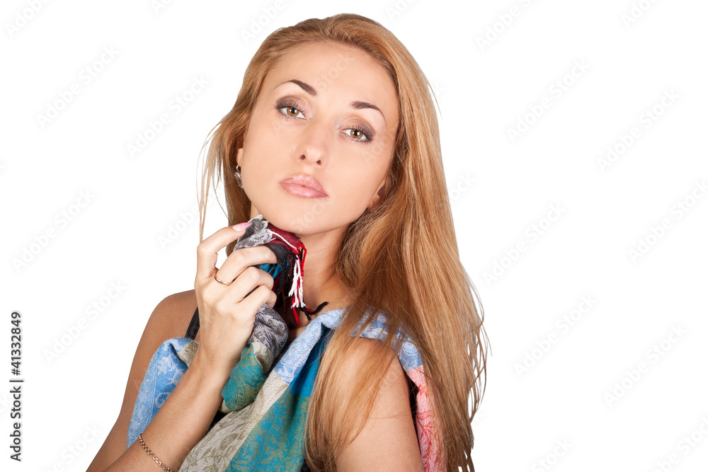 Cute brunette with a scarf