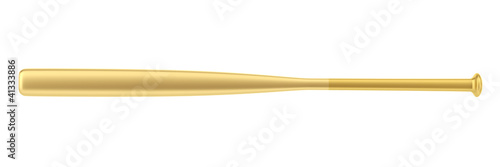 Sticker golden baseball bat isolated on white background