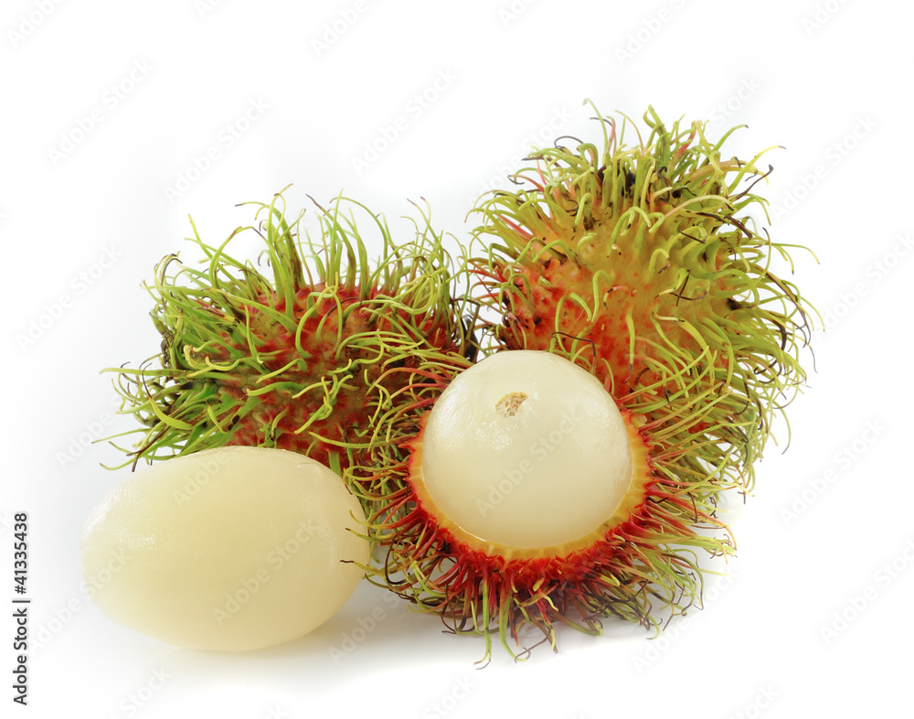 Rambutan is a fruit with sweet red shell Rambutan is a fruit with sweet red shell