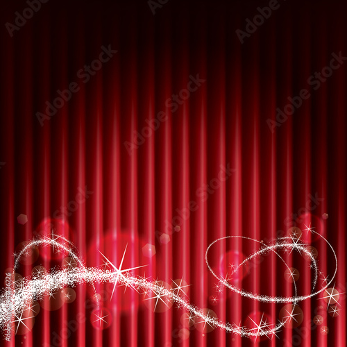 Red stage background with Magical Sparkles.