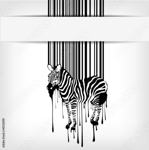 abstract vector zebra silhouette with barcode