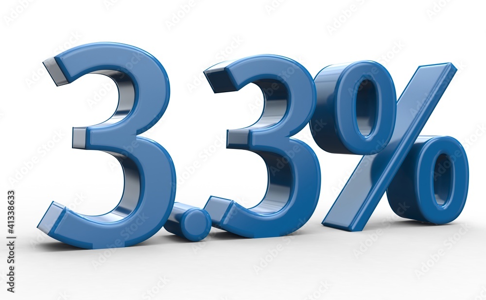 3.3 % 3d Schrift blau 3.3 % 3d Schrift blau