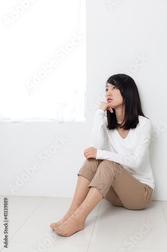 attractive asian woman relaxing