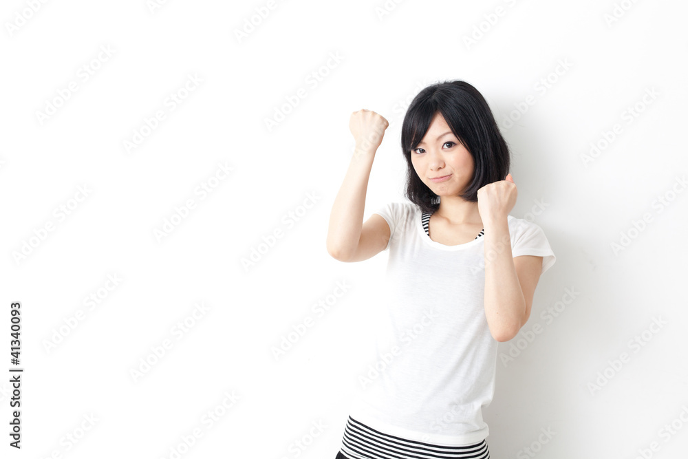 attractive asian woman cheering attractive asian woman cheering