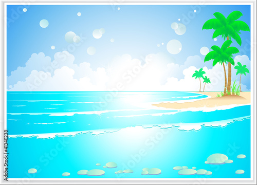 beautiful tropical landscape with ocean wave and island