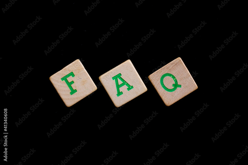 Green letters on old wooden blocks (FAQ) Green letters on old wooden blocks (FAQ)