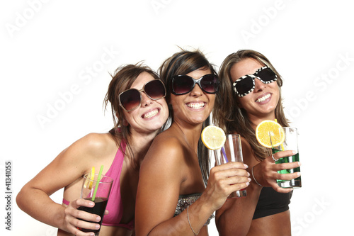 Three sexy girls on white background